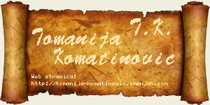 Tomanija Komatinović vizit kartica